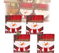 Tencipeda Christmas Chair Covers Set of 6, Classic Red Chair Back Covers for Christmas Banquet Holiday Festival Decor Home Kitchen Hotel (C,4 sets)