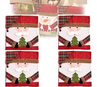 Tencipeda Christmas Chair Covers Set of 6, Classic Red Chair Back Covers for Christmas Banquet Holiday Festival Decor Home Kitchen Hotel (B,4 sets)