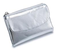 Tencipeda Classic Unisex Pebble Leather Wallet, Sturdy Durable Fashionable and Versatile Make You Feel Confident and Style Every Time You Go Out (Silver)