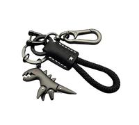 Tencipeda Dinosaur Keychain for Backpack, Aluminum Alloy Dinosaur Charm Paired with A Hand-Woven Bracelet, Dinosaur Keychain Bag Charm (Black,C)