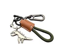 Tencipeda Dinosaur Keychain for Backpack, Aluminum Alloy Dinosaur Charm Paired with A Hand-Woven Bracelet, Dinosaur Keychain Bag Charm (Silver,A)