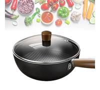 Tencipeda Fish Scale Pattern Flat Bottom Non-Stick Pan with Lid, Dishwasher Safe & Gas, Induction Ready Fish Scale Non-Stick Pan for Oil-Free Cooking (28cm)