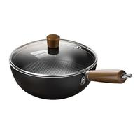 Tencipeda Fish Scale Pattern Flat Bottom Non-Stick Pan with Lid, Uncoated Non-Stick Household Cooking Pan Suitable Cooker Gas for Stir-Frying Frying Simmering (26cm)