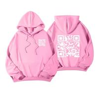 Tencipeda Funny Fu QR Code Hoodie, QR Code Sweatshirt, Fuck You QR Code Hoodie, Fu QR Scan Code Sweatshirt (M,Pink-01)