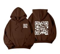 Tencipeda Funny Fu QR Code Hoodie, QR Code Sweatshirt, Fuck You QR Code Hoodie, Fu QR Scan Code Sweatshirt (XL,Brown-01)
