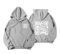 Tencipeda Funny Fu QR Code Hoodie, QR Code Sweatshirt, Fuck You QR Code Hoodie, Fu QR Scan Code Sweatshirt (XL,Grey-01)