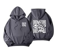 Tencipeda Funny Fu QR Code Hoodie, QR Code Sweatshirt, Fuck You QR Code Hoodie, Fu QR Scan Code Sweatshirt (M,Dark Grey-01)