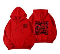 Tencipeda Funny Fu QR Code Hoodie, QR Code Sweatshirt, Fuck You QR Code Hoodie, Fu QR Scan Code Sweatshirt (XL,Red-02)