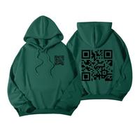 Tencipeda Funny Fu QR Code Hoodie, QR Code Sweatshirt, Fuck You QR Code Hoodie, Fu QR Scan Code Sweatshirt (M,Green-02)