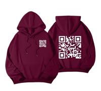 Tencipeda Funny Fu QR Code Hoodie, QR Code Sweatshirt, Fuck You QR Code Hoodie, Fu QR Scan Code Sweatshirt (XL,Wine Red-01)