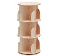 Tencipeda Kids Rotating Bookshelf, 360° Rotating Small Corner Bookcase for Small Space, Wood Narrow Book Shelf Organizer for Bedroom Living Room Study Room (3-layer)