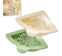 Tencipeda Magnetic Triangular Sink Corner Rack for Kitchen, Twist-Open Knob Triangular Design, Punch-Free Drainage & Filter Basket for Food Waste, Fruit, and Vegetable Washing (White/Green)