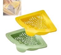 Tencipeda Magnetic Triangular Sink Corner Rack for Kitchen, Twist-Open Knob Triangular Design, Punch-Free Drainage & Filter Basket for Food Waste, Fruit, and Vegetable Washing (Green/Yellow)