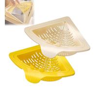 Tencipeda Magnetic Triangular Sink Corner Rack for Kitchen, Twist-Open Knob Triangular Design, Punch-Free Drainage & Filter Basket for Food Waste, Fruit, and Vegetable Washing (White/Yellow)