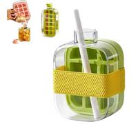 Tencipeda My Crush Cup Ice, bottiglia di ghiaccio 2 in 1 con cannuccia, bottiglia per cubetti da 500 ml/800 ml (Green,500ml)