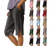 Tencipeda Pedal Pushers for Women, Beach Bermuda Straight Leg with Pockets, Wear Your Style And Feel Incredible Comfort (Dark Gray,3XL)