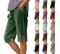 Tencipeda Pedal Pushers for Women, Beach Bermuda Straight Leg with Pockets, Wear Your Style And Feel Incredible Comfort (Dark Green,XXL)