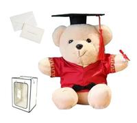 Tencipeda Personalized Graduation Bear, Graduation Bear Custom-Made Name and School Logo, Graduation Gifts, Comes with Gift Box and Greeting Card (Rose Red)