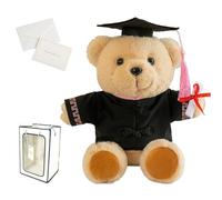 Tencipeda Personalized Graduation Bear, Graduation Bear Custom-Made Name and School Logo, Graduation Gifts, Comes with Gift Box and Greeting Card (Pink)