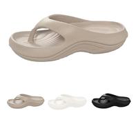 Tencipeda Pillow Flip Flops with Arch Support for Women, Plantar Fasciitis Flip Flops, Non-slip Comfort Lightweight (Khaki,42)