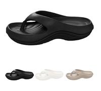 Tencipeda Pillow Flip Flops with Arch Support for Women, Plantar Fasciitis Flip Flops, Non-slip Comfort Lightweight (Black,42)