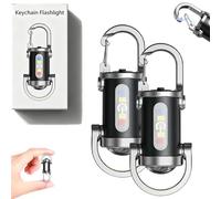 Tencipeda Portable Rechargeable Bright Keychain Flashlight, Mini 1200lm USB Led Light with Power Bank Function Waterproof 7 Light Modes for Camping Searching Walking and Hiking (2 silver sets)
