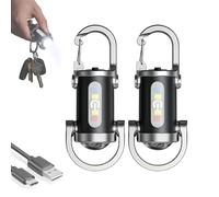 Tencipeda Portable Rechargeable Bright Keychain Flashlight, Mini Vbbert Keychain Flashlight with 7 Modes, Type-C Fast Charging, Waterproof Torch for Camping, Hiking, Emergency (2pcs)