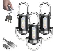 Tencipeda Portable Rechargeable Bright Keychain Flashlight, Mini Vbbert Keychain Flashlight with 7 Modes, Type-C Fast Charging, Waterproof Torch for Camping, Hiking, Emergency (3pcs)
