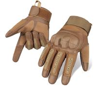 Tencipeda Ruck & Recon Tactical Gloves for Men with Palm Padding Touchscreen Full Finger Gloves for Outdoor Hiking and Riding (Brown,Large)
