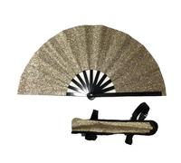 Tencipeda Silver Laser Rave Hand Fan, Large Folding Hand Rave Fan for Memorable Dance Events, Create Stunning Visuals (Champagne)