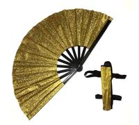 Tencipeda Silver Laser Rave Hand Fan, Large Folding Hand Rave Fan for Memorable Dance Events, Create Stunning Visuals (Gold)