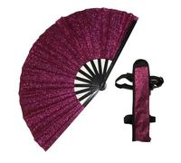 Tencipeda Silver Laser Rave Hand Fan, Large Folding Hand Rave Fan for Memorable Dance Events, Create Stunning Visuals (Rose Red)