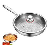 Tencipeda Titanium Pans for Cooking Non Stick-Titanium Cooking Pan, Dishwasher Extreme Heat-Resistant Titaniums Hammered Frying Pan with Lid Compatible with All Cooktops (Silver,10.23in)