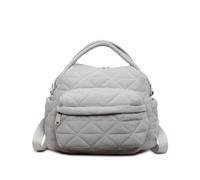 Tencipeda Top Handle Bag, Lightweight Large Capacity Casual Nylon Purse Handbag, Trendy Textured Commuter Bag (Gray)