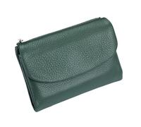 Tencipeda Unisex Pebble Leather Wallet - Double Zipper Coin Pockets, 5.3" Travel Slim Mini Leather Card Holder (Lake blue)