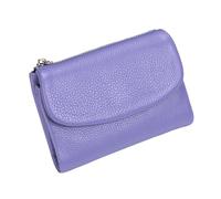 Tencipeda Unisex Pebble Leather Wallet - Double Zipper Coin Pockets, 5.3" Travel Slim Mini Leather Card Holder (Lavender purple)