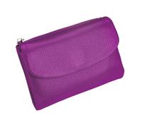 Tencipeda Unisex Pebble Leather Wallet - Double Zipper Coin Pockets, 5.3" Travel Slim Mini Leather Card Holder (Bright purple)