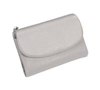 Tencipeda Unisex Pebble Leather Wallet - Double Zipper Coin Pockets, 5.3" Travel Slim Mini Leather Card Holder (Off-white)