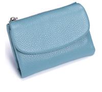 Tencipeda Unisex Pebble Leather Wallet, Versatile Soft Leather Wallets with Credit Card Holder & Cash Slots for Business Daily Commute & Office Use (Light blue)