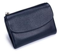 Tencipeda Unisex Pebble Leather Wallet, Versatile Soft Leather Wallets with Credit Card Holder & Cash Slots for Business Daily Commute & Office Use (Dark blue)