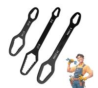 Tencipeda Universal Torx Wrench Set, 3Pcs Double-Head Self-Tightening Spanner, 3-24mm Multi-Size High Carbon Steel Non-Slip Wrench Tool for Car Bicycle Home Bolt Repair (Black)