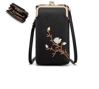 Tencipeda Women Sling Cross-Body Wallet, Multiple Compartments Crossbody Phone Bag with Mobile Cell Phone Holder (Black)