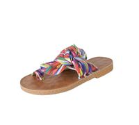 Tencipeda Women's Rainbow Bow Tie Flat Beach Sandals, Colorful Slip-On Multicolor Sandals for Women, Comfortable and Chic (Multicolored,42)