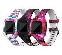 Tencloud Cinghie compatibili con Garmin Vivofit jr.3 Strap, (confezione da 3) Braccialetti di ricambio in morbido silicone con motivo floreale Braccialetti per bambini 4+ per Vivofit jr.3, 3A