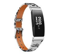 TenCloud Cinturini compatibili con Fitbit Inspire 2, cinturino di ricambio in pelle super morbido e sottile, con stampa floreale per Inspire 2/Inspire/Inspire HR Fitness Tracker (bianco)