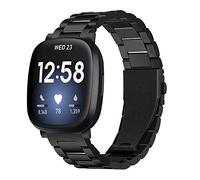 Tencloud Cinturini compatibili con Fitbit Versa 3/Sense Cinturino, cinturino in acciaio inossidabile per donne e uomini (nero)