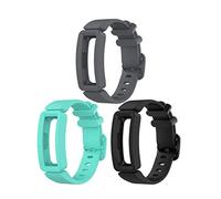 TenCloud Cinturini di ricambio compatibili con Fitbit Ace 2, in morbido silicone flessibile, cinturino da braccio per Inspire HR/Ace 2 Activity Tracker, nero, foglia di tè, grigio, misura unica,
