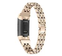 TenCloud Cinturino di ricambio in metallo compatibile con Fitbit Charge 4/Charge 3 Strap Fitness Tracker con strass scintillanti da donna (dorato)