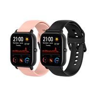 TenCloud Confezione da 2 cinturini compatibili con Amazfit GTS, cinturino di ricambio in morbido silicone sportivo da 20 mm, per smartwatch Amazfit GTS (nero e rosa, S)