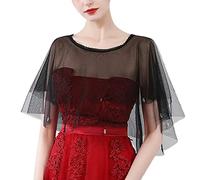 TENCOCO Mantelle da Sposa Scialli e Coprispalle in Morbido Tulle a Doppio Strato, mantelline da Damigella d'Onore, Scialli per Abiti da Sera Formali, Neri